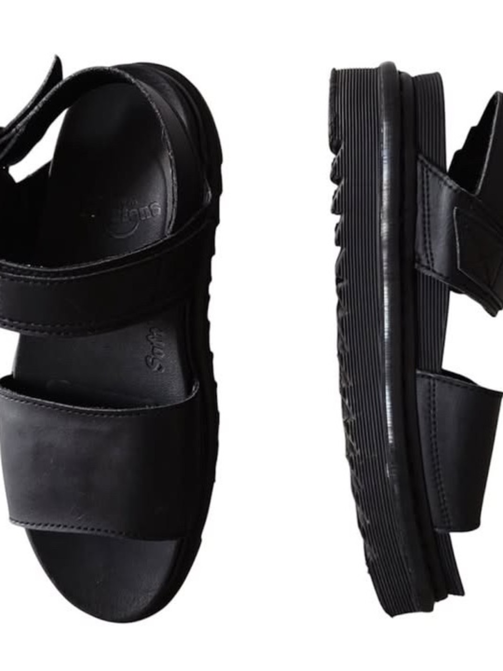 Dr. Martens Black Leather Sandals VOSS Shoes Platform Real Genuine Vintage